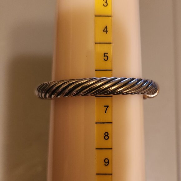 David Yurman Sterling Silver & 18K Yellow Buckle Bangle Bracelet - Picture 8 of 10